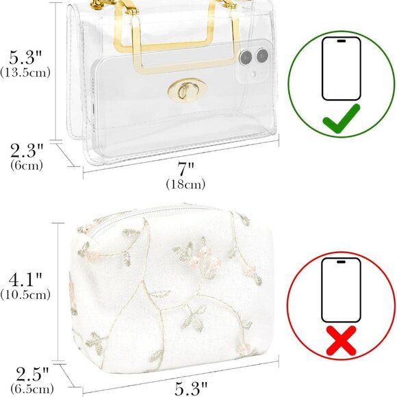 Clear Shoulder Bag Purse with Zipper Pouch Crossbody Handbag for Women - Picture 2 of 7